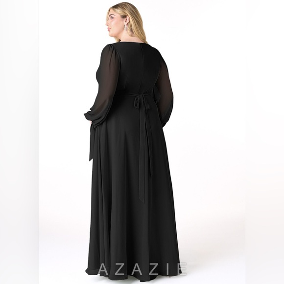 Azazie Leonia Black A-Line Sleeve Dress, 16, NWT - Picture 2 of 11